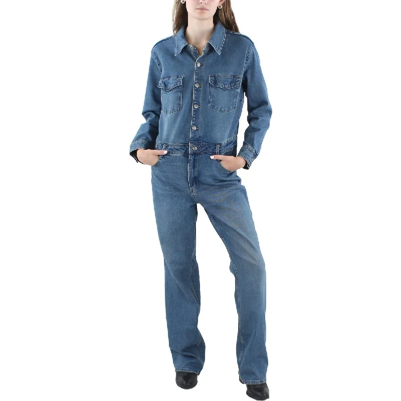 Fashion Forward Outfits MNG Womens Judith Denim Long Sleeve Jumpsuit