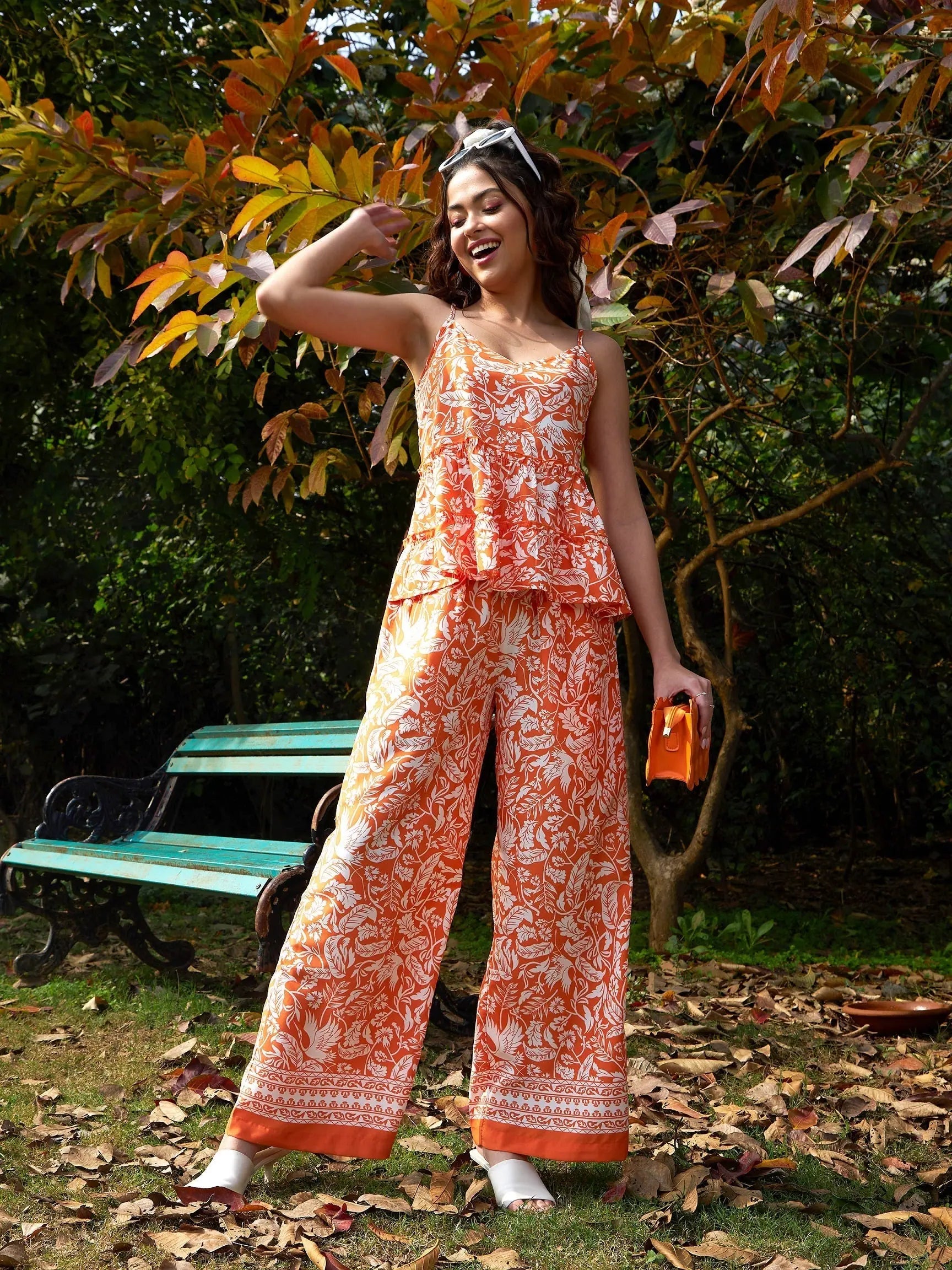 Exclusive Discount Women Printed Standard Orange Jumpsuits & Sets