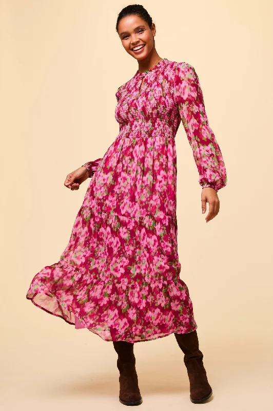 Women's Evening Wear for Special Occasions Arabelle Dress | Hazy Floral Burgundy/Pink