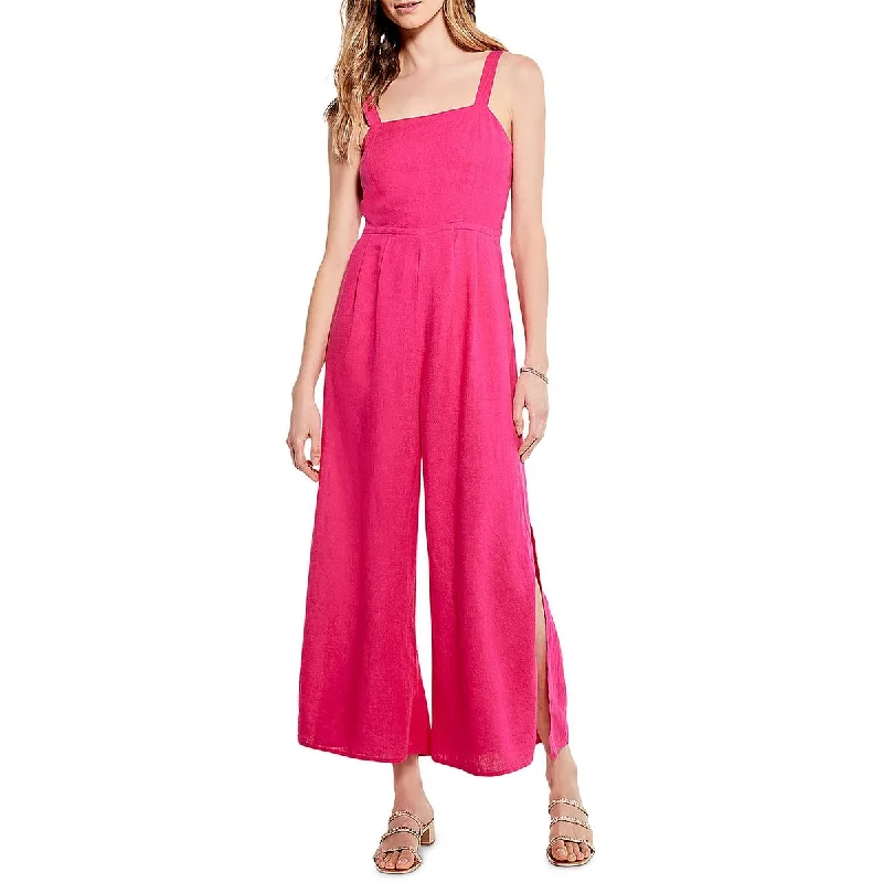 Stylish Statements Nic + Zoe Womens Rumba Park Linen Blend Smocked Jumpsuit