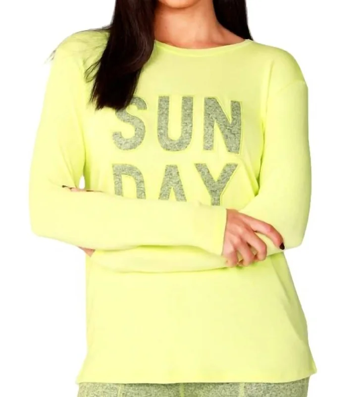 Your Timeless Wardrobe Awaits Long Sleeve Sunday Crew Top In Lime