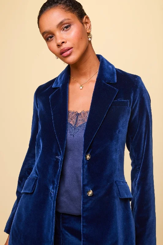 Trendy Threads Nala Velvet Blazer | Midnight