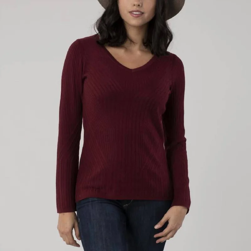 Trend Alert Coco V-Neck Sweater in Damson