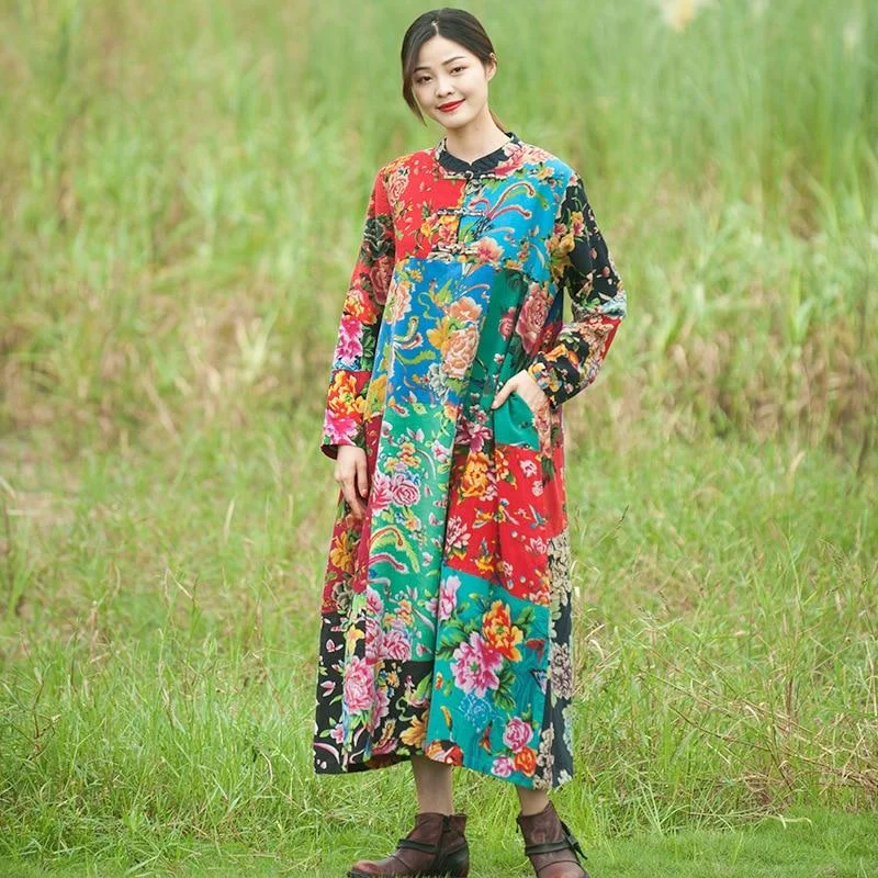 Ride The Style Wave Floral Patchwork Chinese Dress