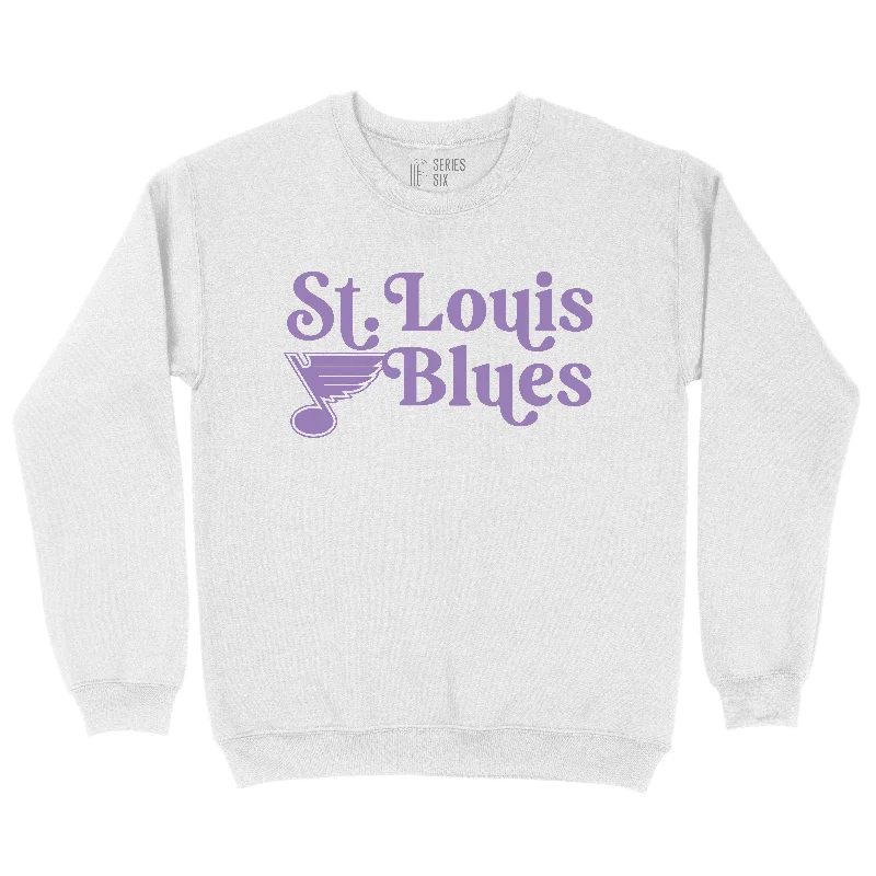 Casual Chic ST. LOUIS BLUES SERIES SIX WHITE CREW SWEATSHIRT