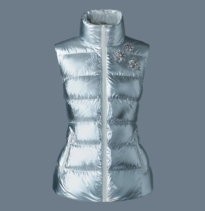 The Latest Fashion Trends GISELA-MSF Metallic laminate snowflake down vest Silver