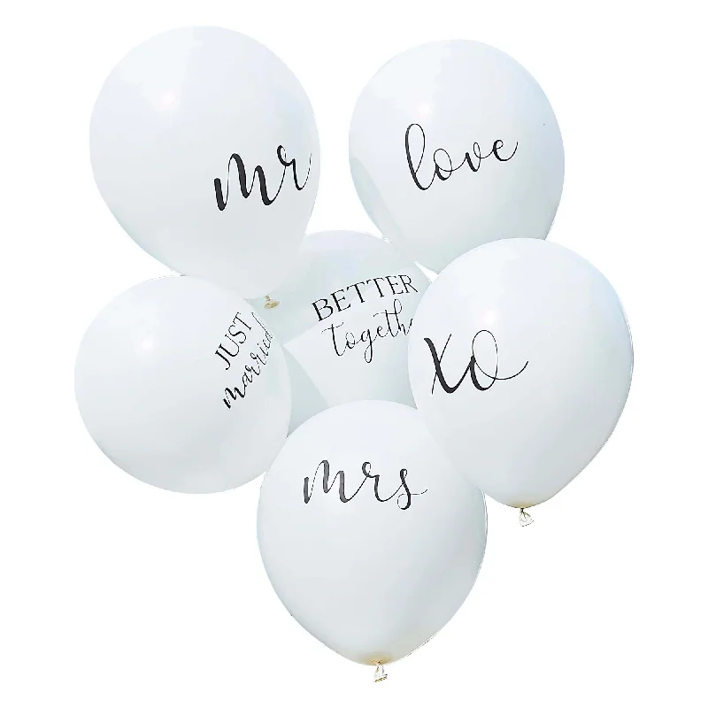 Limited Time Offer Mr & Mrs Latex Balloons, 12 Inches, 6 Count