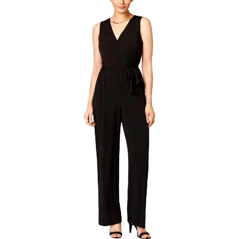 All Season Fashion Collection NY Collection Womens Petites Matte Jersey V-Neck Jumpsuit