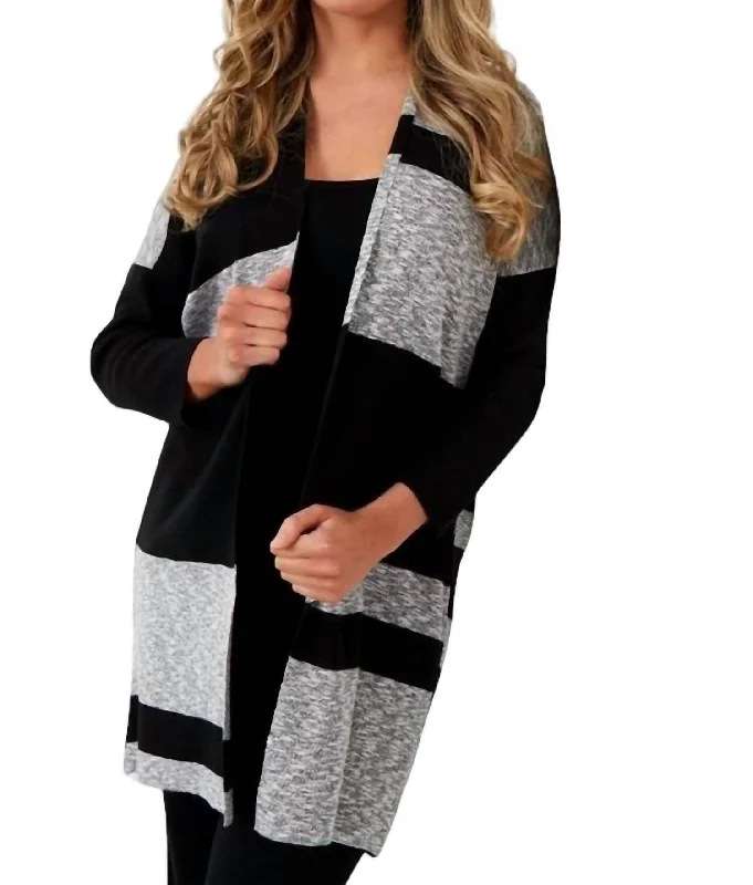 Seasonal Women's Fashion Trends Color Block Cardigan In Black