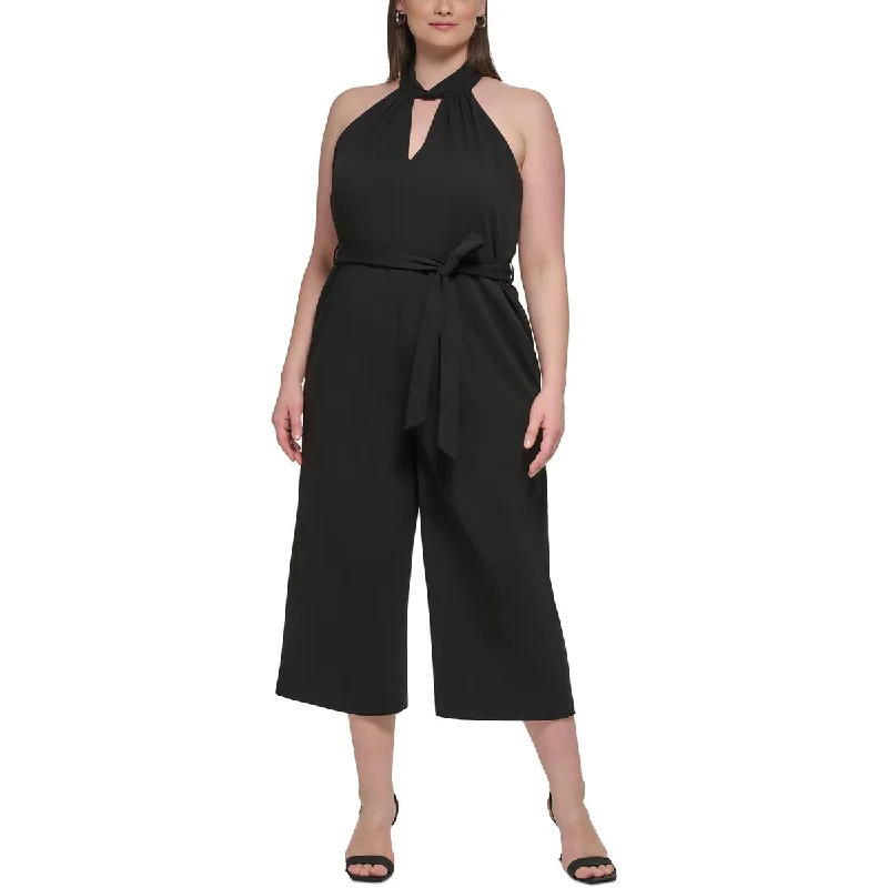 Flash Sale Starts Calvin Klein Womens Plus Halter Cropped Jumpsuit