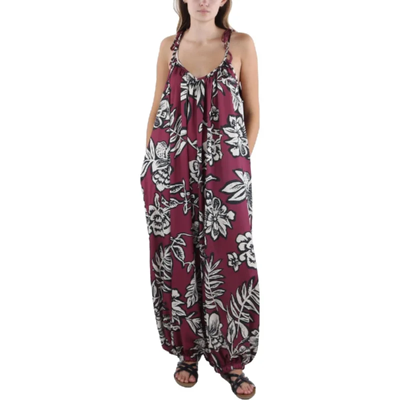 Plus Size Women's Fashion CQ by CQ Womens Floral Scoop Neck Jumpsuit