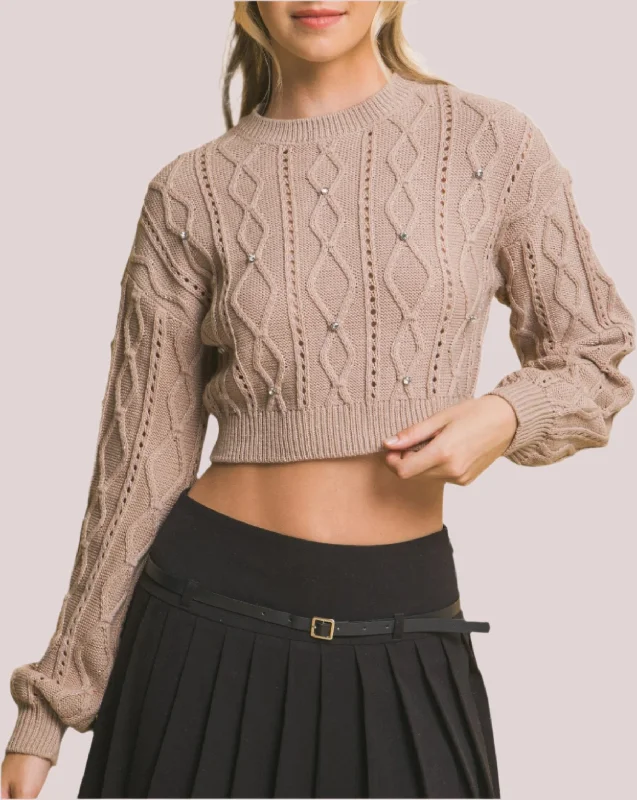 Online Clothing Boutiques Cropped Stone Sweater