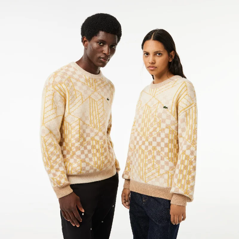 Get The Latest Trends Unisex Monogram Alpaca Sweater Brown / White / Yellow