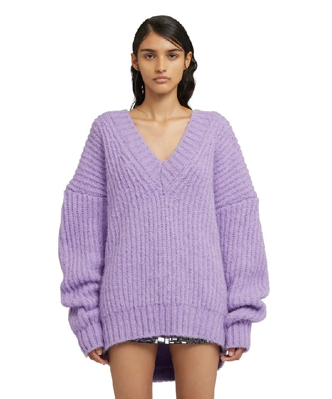 Must Haves Blended wool v-neck sweater "Warm Winter" Lilac