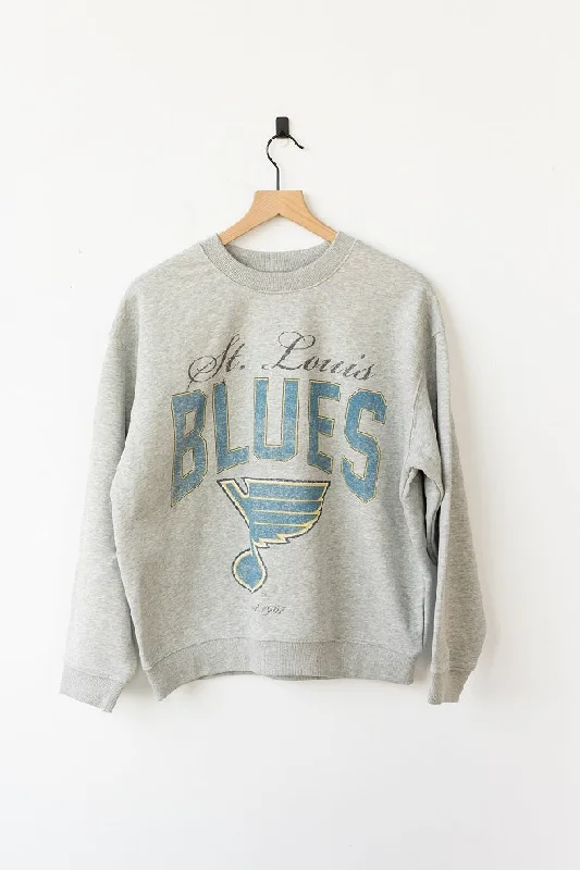 Urban Femme Streetwear ST. LOUIS BLUES LINE CHANGE LADIES GAMEDAY CREW - GREY