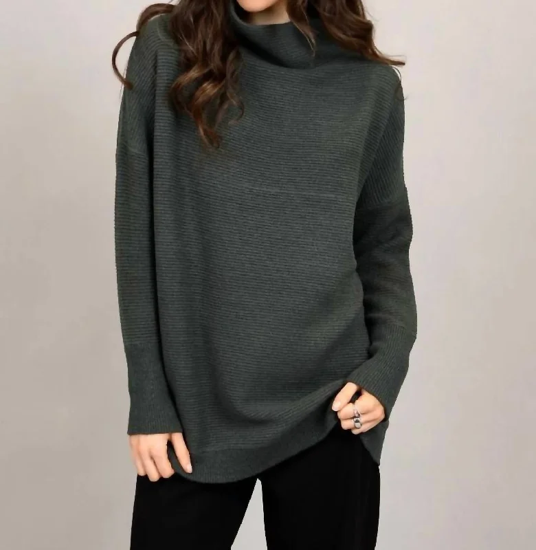 Vibrant Femme Fashion Style Nancy Ottoman Sweater In Dark Ivy