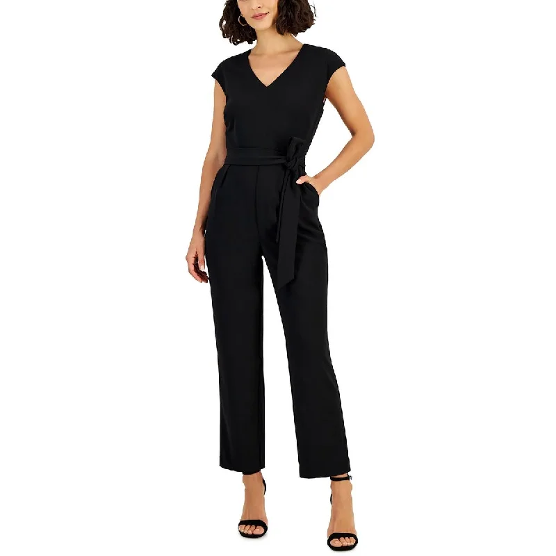 Modern Casual Clothing Nine West Womens V Neck Zipper Jumpsuit