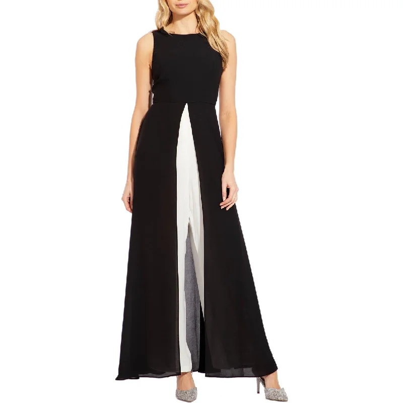 The Latest Fashion Trends Adrianna Papell Womens Crepe Overlay Jumpsuit