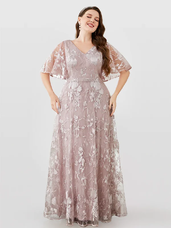 Don't Miss Out Embroidered Butterfly Sleeve Bridesmaid Dresses