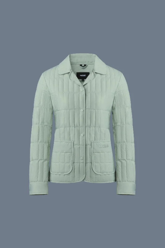 Trendy Threads SIAN Vertical Quilted Jacket with Spread Collar Jade