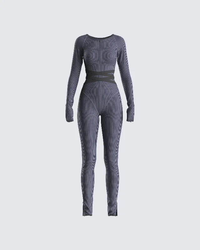 Flash Discount Vilma Grey Rib Zip Jumpsuit