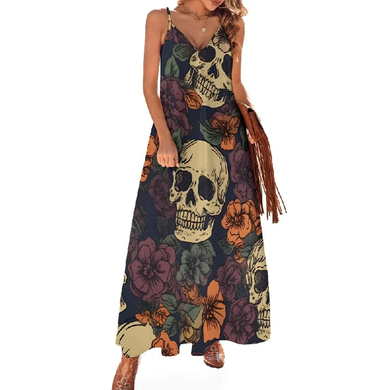 Save Big Our Women's skulls & Brown Floral Sling Ankle Long Dress Is The Perfect Combination of Style & Comfort