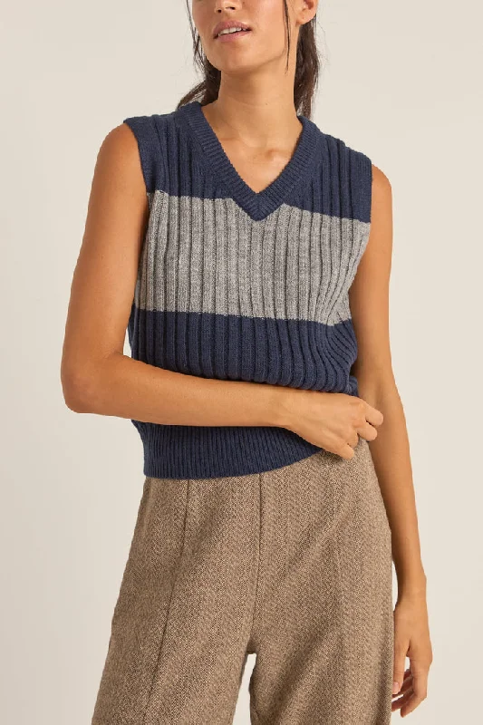 Women's Online Boutique Rhythm Gatwick Sweater Vest - NAVY