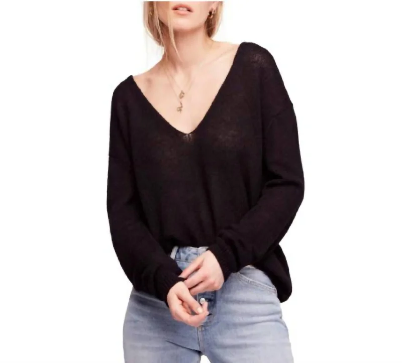 Glamorous Evening Wear Gossamer V-Neck Sweater In Black