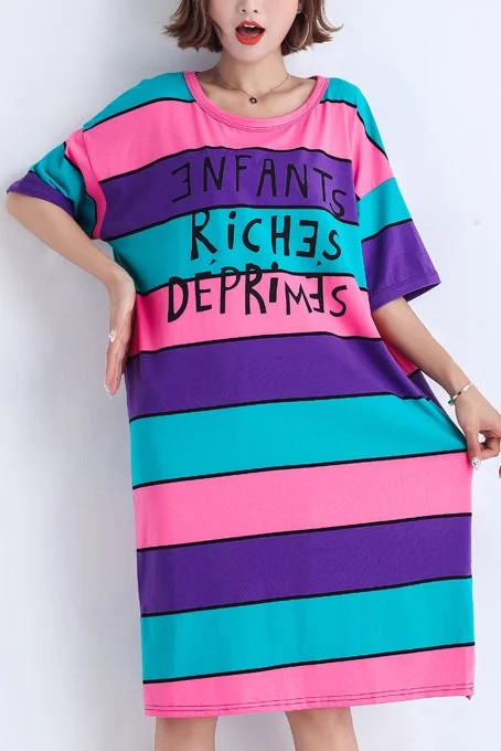 Bold and Elegant Women's Fashion Simple multicolor Cotton Long Shirts Stitches Work Outfits o neck side open Midi summer Dress