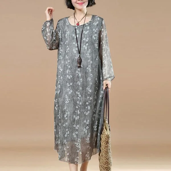 Discover Now Classy Tunic Fine Women Summer Printing Loose Blue Dress