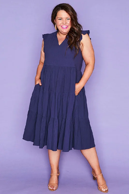 Vintage Women's Fashion Selina Navy Dress