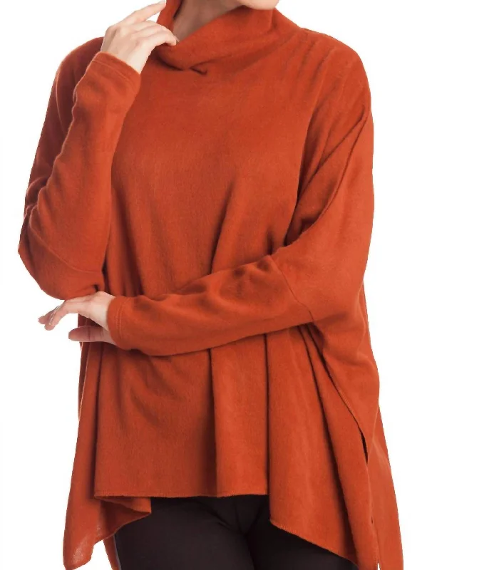 Stylish Dresses for Women Cowl Neck Oversized Sweater In Rust