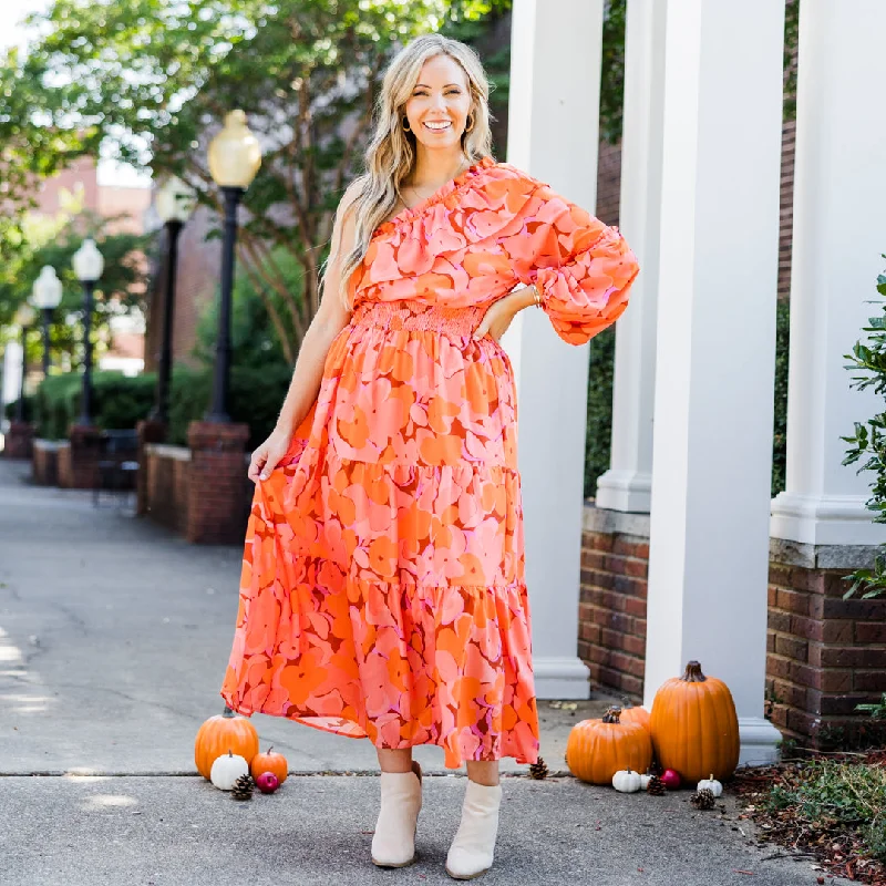 Flash Sale Clothing Love In The Moment Maxi Dress, Orange Floral