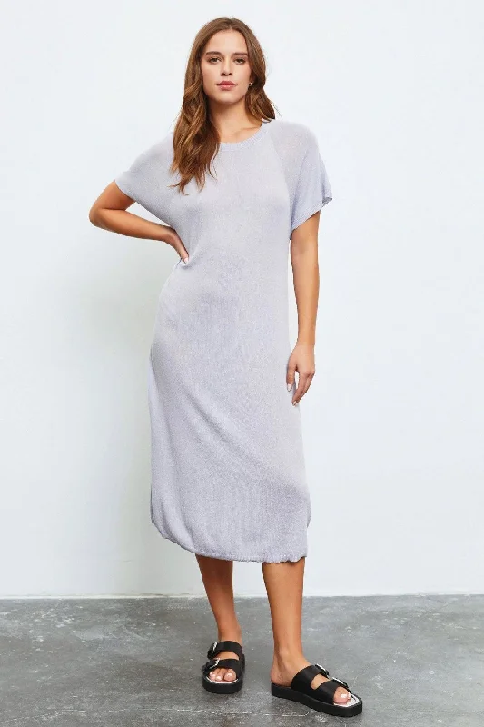 Latest Trends Relax Batwing Short Sleeve Sweater Midi Dress