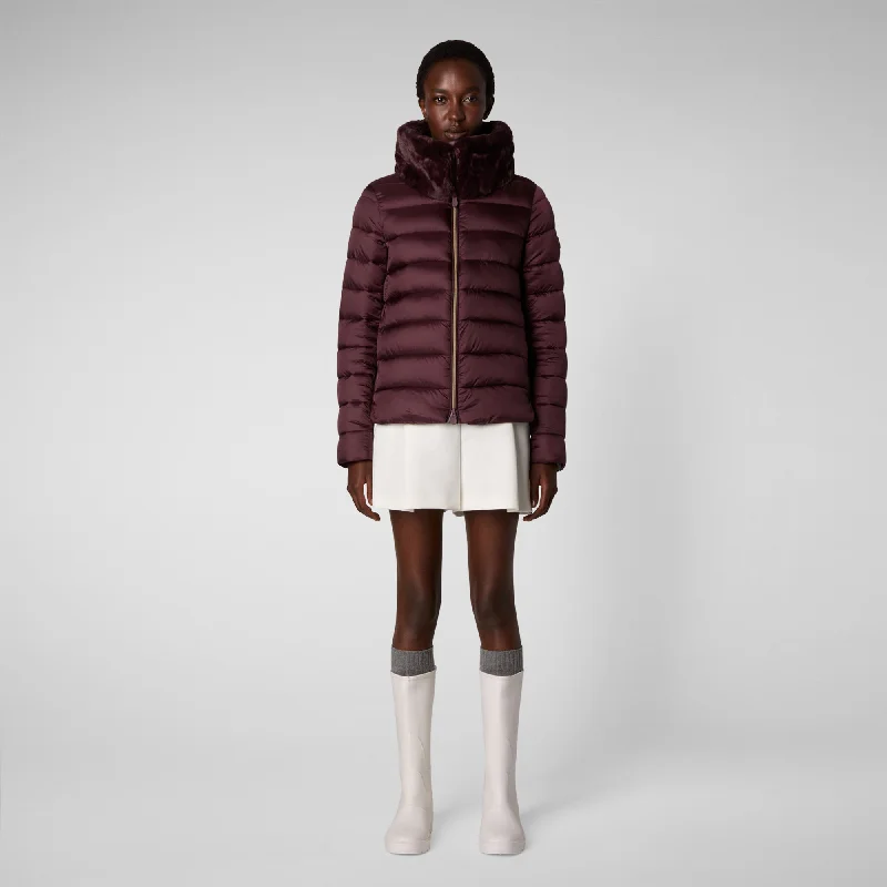 Quality Driven Apparel Women's Mei Puffer Jacket In Burgundy Black