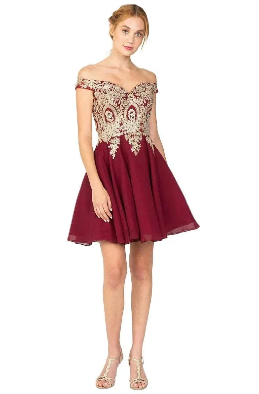 Women's Evening Wear for Special Occasions Eureka Fashion - Embroidered Off-Shoulder Chiffon A-line Dress