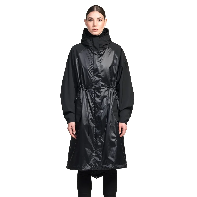 Premium Fashion Reyna Women's Packable Long Shell Jacket Black