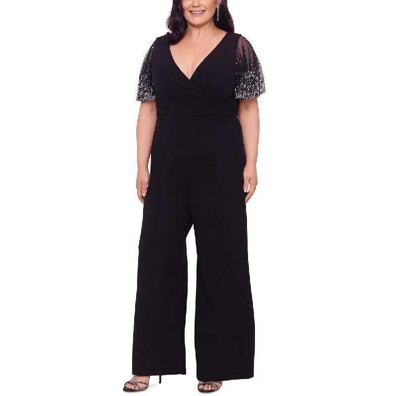 Enjoy Discount Betsy & Adam Womens Plus Crepe Embellished Jumpsuit