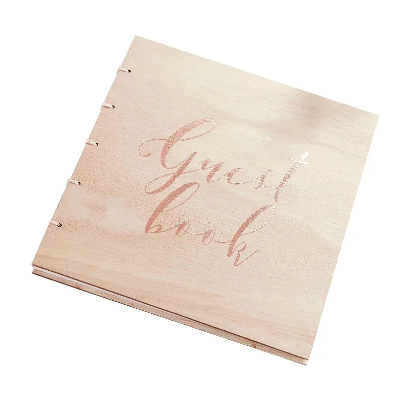 Fashion Essentials Wedding Wood Guest Book, 1 Count