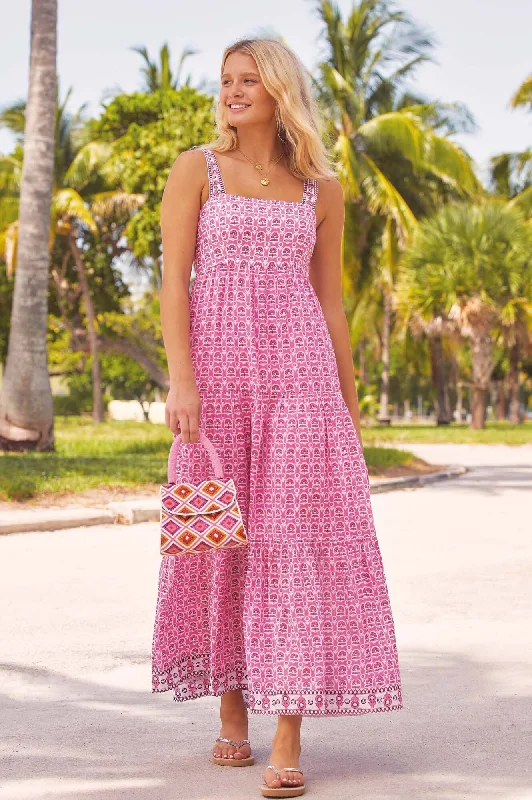 Pastel Styles Tabitha Maxi Dress | Pop Flower Pink/White