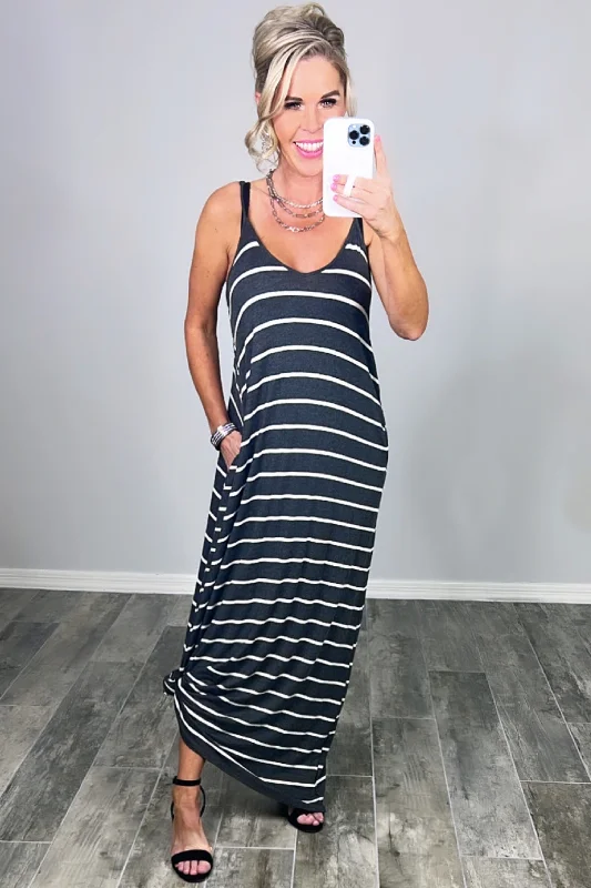 Sale Event, Prices Rock Striped With Pocket Maxi Dress