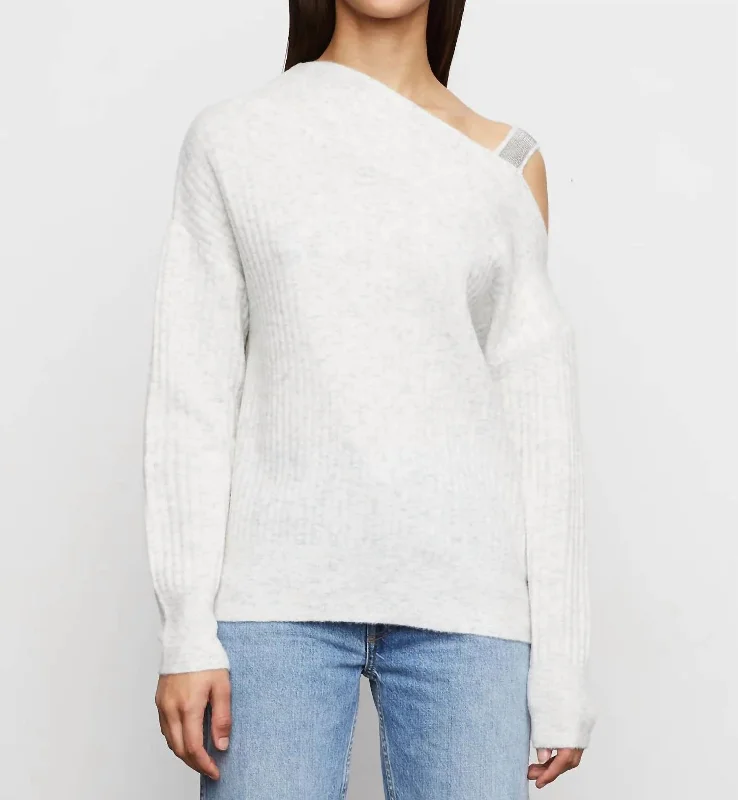 Weekend Exclusive Kiara Ribbed Asymmetrical Sweater In Silver