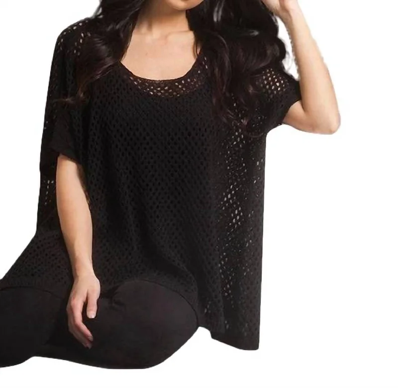 Women's Fashion Essentials Crochet Poncho In Black