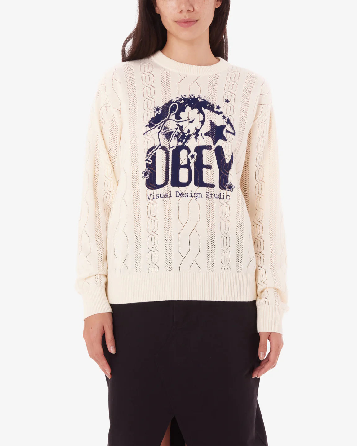 Modern Women's Apparel Obey STUDIO CREWNECK SWEATER - UNBLEACHED