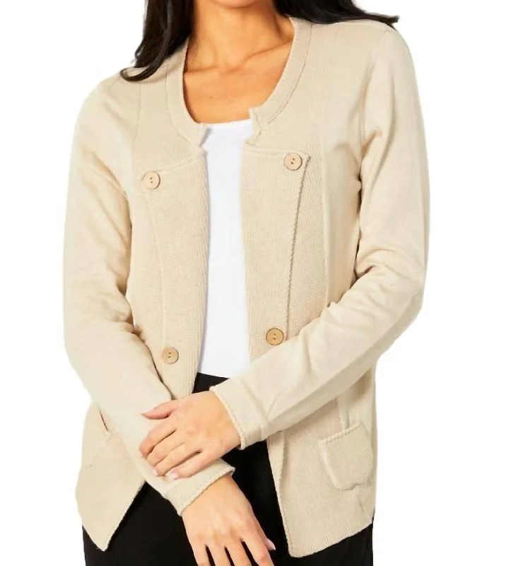 Insane Discount Onslaught Buttoned Lapel Cardigan In Sand