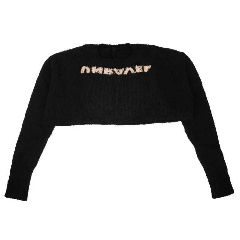 Trend Driven Wardrobe Unravel Project Cropped Crew Neck Sweater - Black