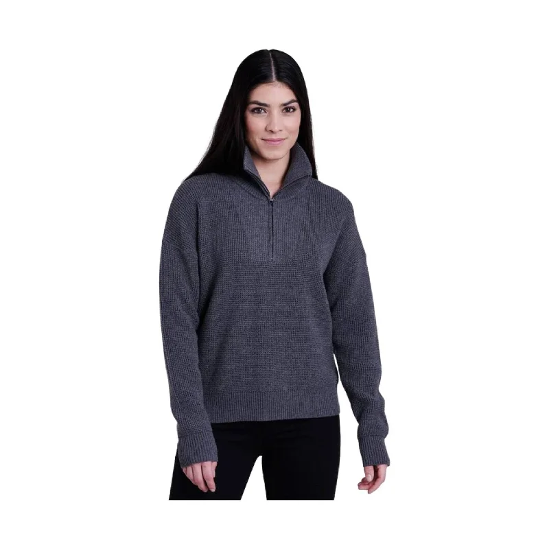 Fashion Forward Kuhl Women's Norda Quarter Zip Sweater - Charcoal