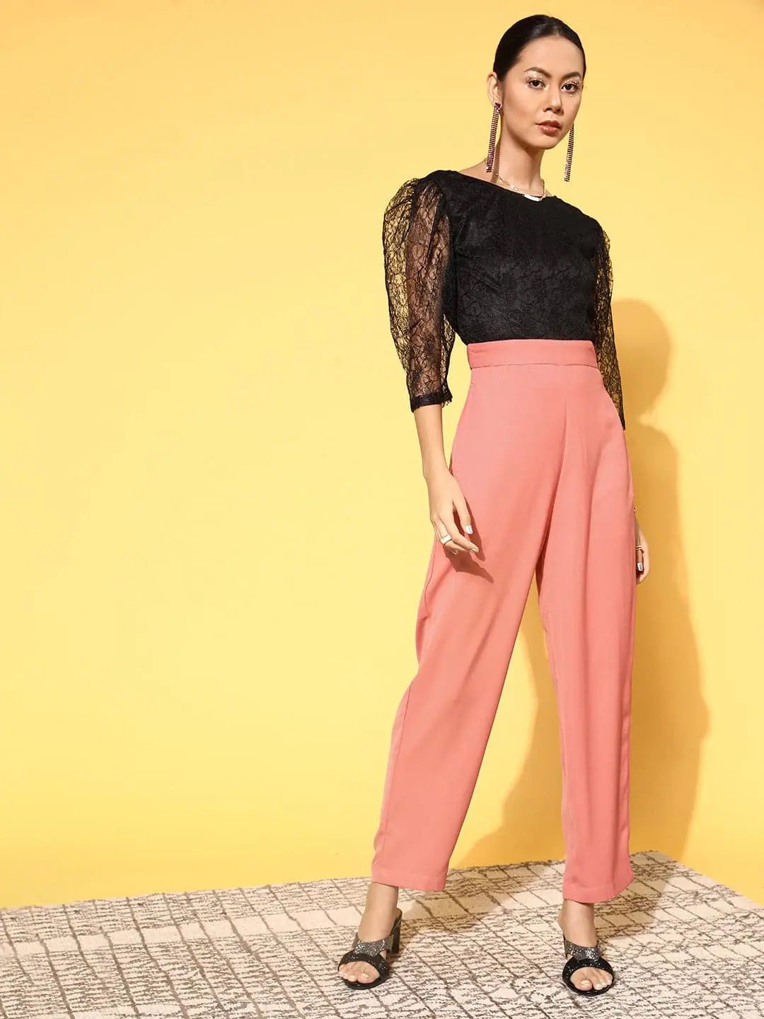 Day To Night Styles Women Solid Pink Jumpsuits & Sets