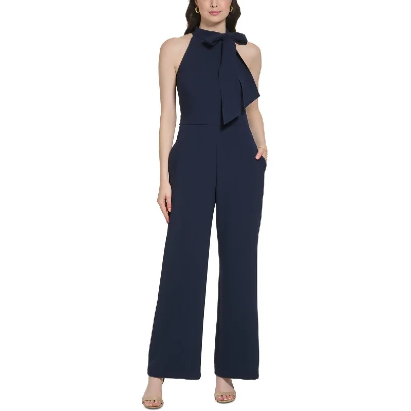 Embrace New Fashion Vince Camuto Womens Petites Wide Legs Tie-Neck Jumpsuit