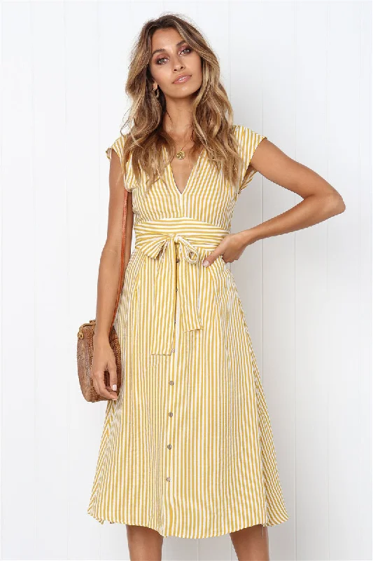 Best Sellers Radiant Striped Drawstring Maxi Dress